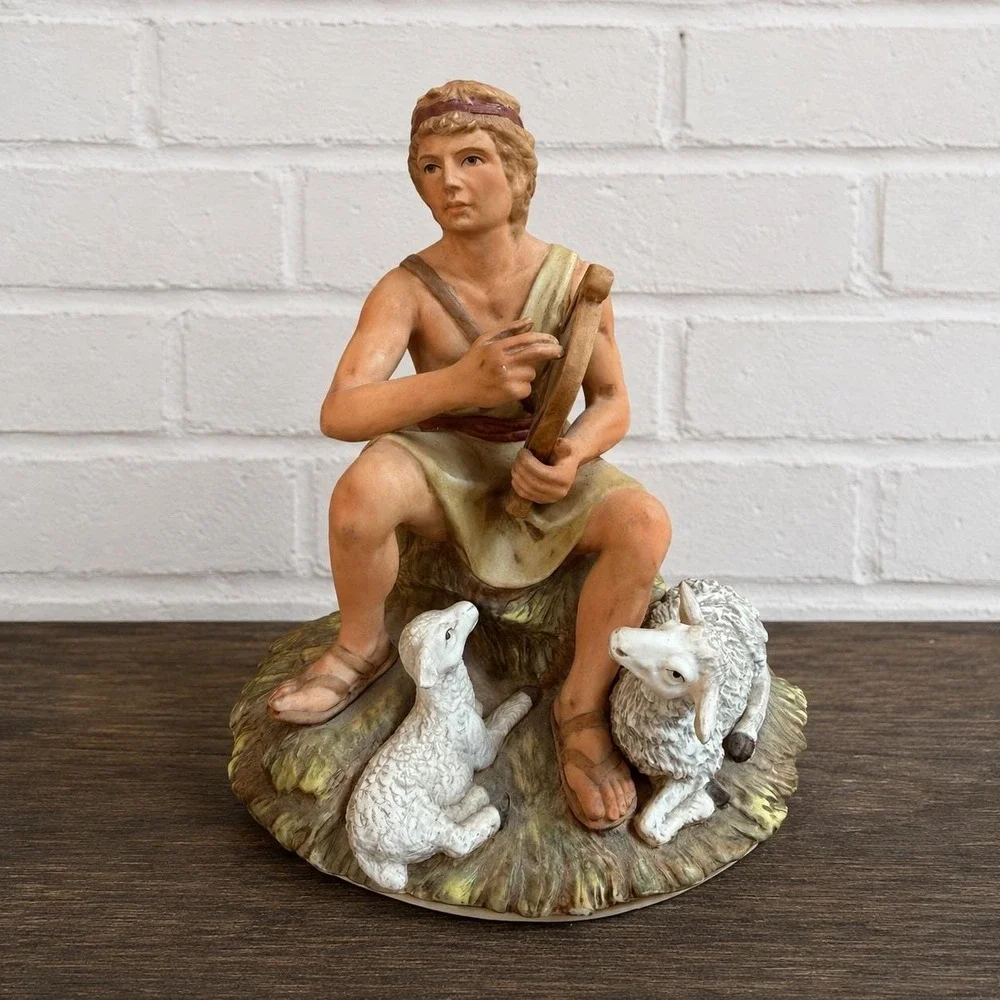 Vintage Ceramica Excelsis David Shepherd Boy Figurine - Bisque Porcelain 1980